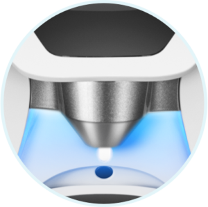 Close-up of modern espresso machine component.