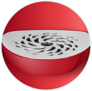 Red coffee machine drip tray with swirl pattern