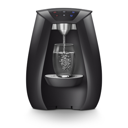 Water dispenser filling glass with fresh water