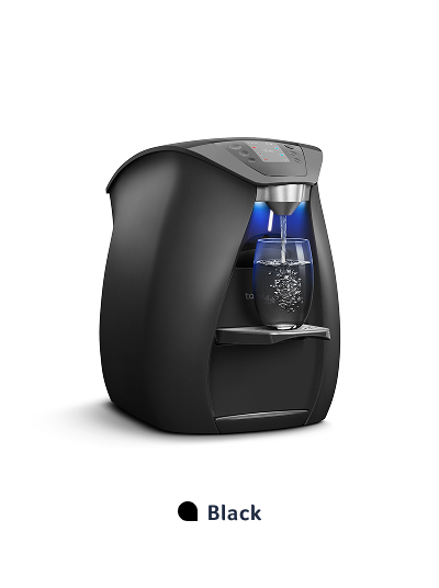 Black water purifier dispensing water